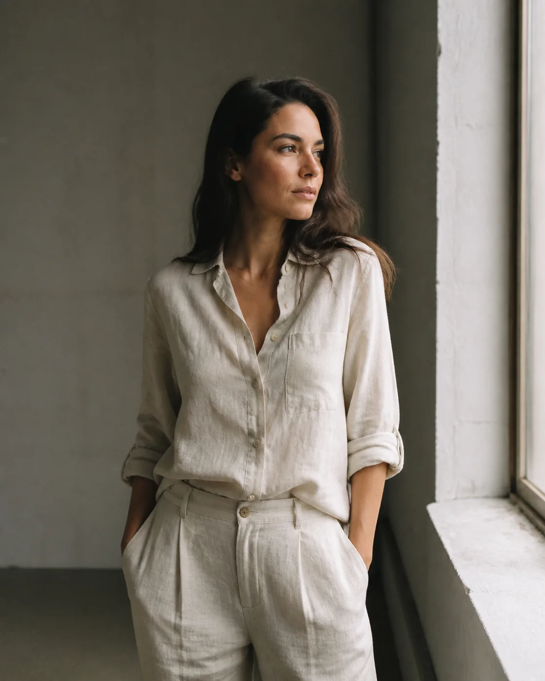 An editorial portrait in natural window light